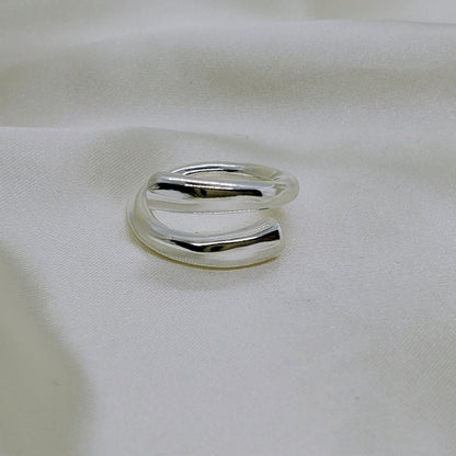 SILVER HOLLOW RING SET (ADJUSTABLE)